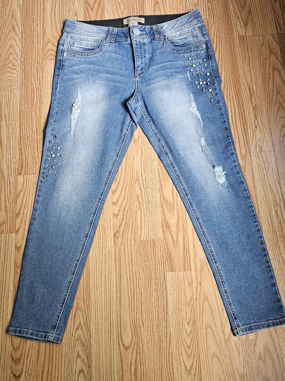 ​Democracy "Ab" Technology Distressed Embellished Skinny Jeans - Size 10 - Picture 7 of 16